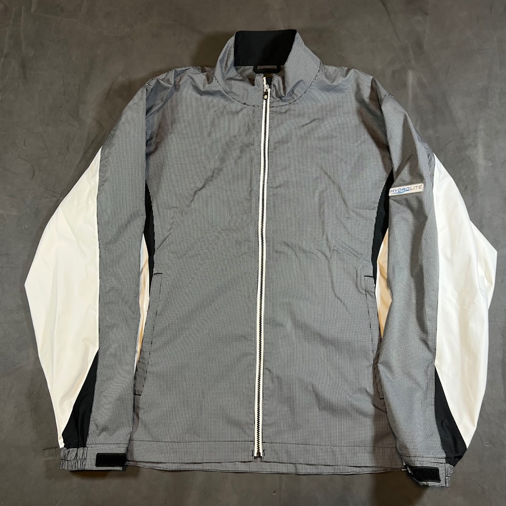 FOOTJOY DryJoys Hydrolite Men's L Full Zip Rain Jacket Black Gray White Check